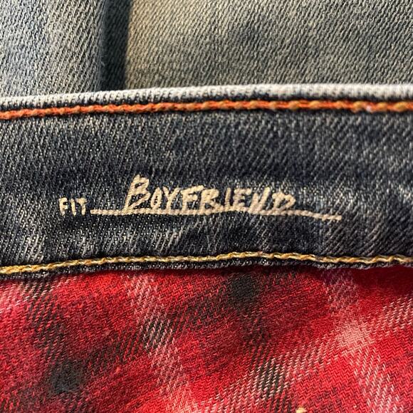 EDDIE BAUER WOMENS JEANS PLAID LINED GORP BOYFRIEND BOHO BLUE JEANS SIZE 6 - Picture 5 of 9